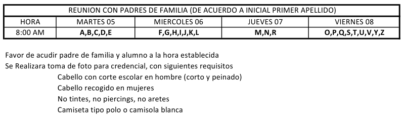 Horario reunión de padres